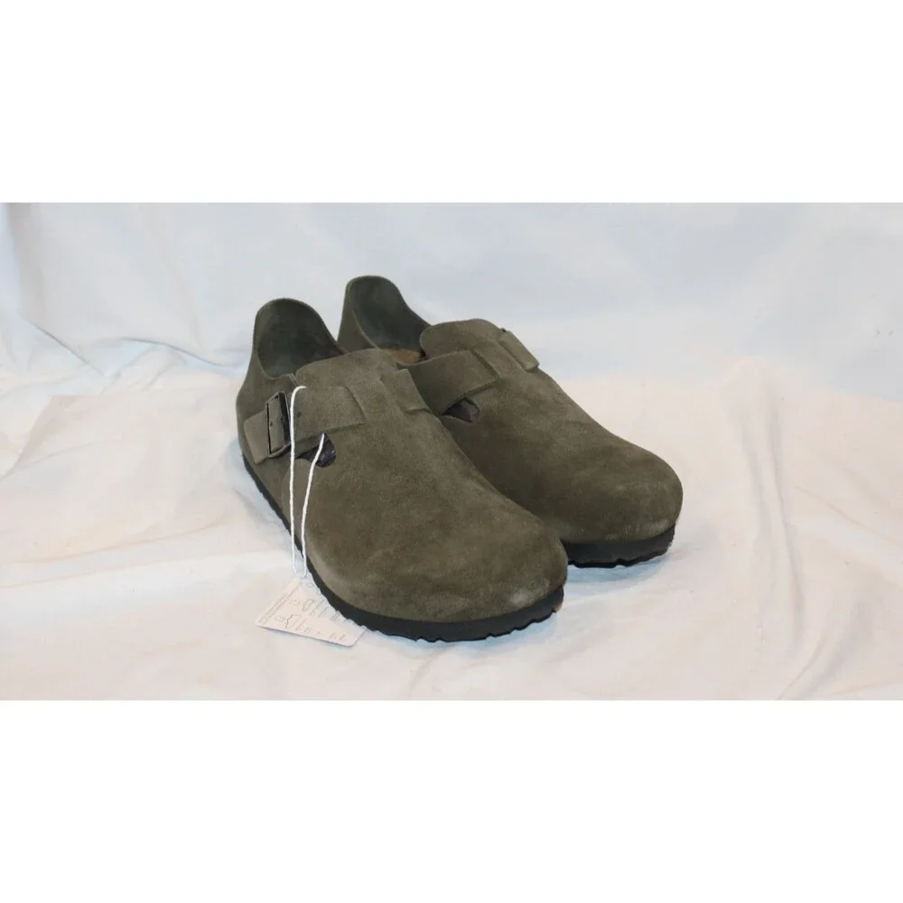 Birkenstock London Men's BS Black Suede Sandals DRIED THYME EU 43 REGULAR‎ US 10